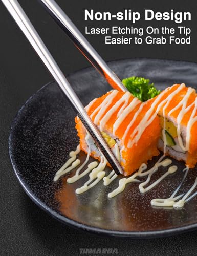 Metal Chopsticks Reusable Stainless Steel Chopsticks Dishwasher Safe Square Lightweight Non (5 Count)