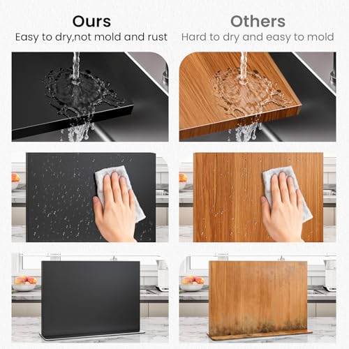 Black Magnetic Knife Block Without Knives