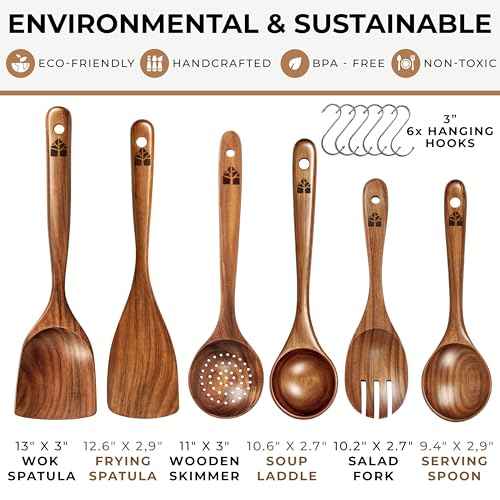 Wooden Spoons for Cooking 6 Pcs