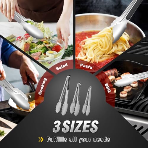 Stainless Steel Kitchen Tongs for Cooking (3 Count)