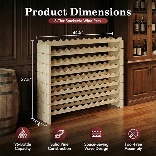 96 Bottles Stackable Modular Wine Rack (96 Bottle Count)
