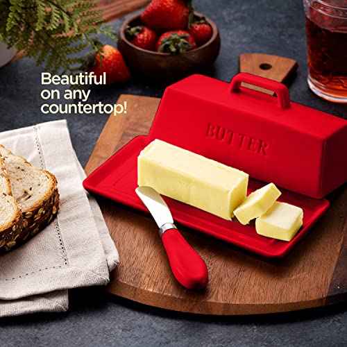 Ceramic Butter Dish Set with Lid and Knife