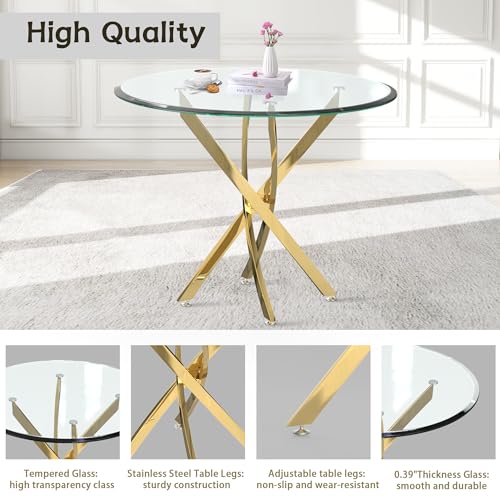 36" Round Glass Dining Table Set for 4 (5 Count)