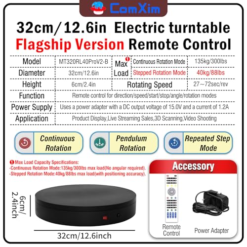12.6In Remote Motorized Electric Turntable Rotating Display Stand Rotating Platform Photography Turntable motorized lazy susan base giratoria para for Photography