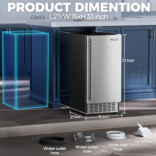 15" W Commercial Under Counter Ice Maker Machine