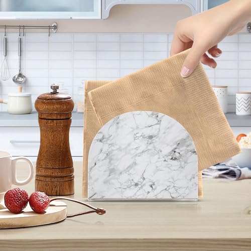 Grey Marble Print Napkin Holder for Table Paper Napkins Holder Acrylic Tissue Dispenser Kitchen Dining Room Bathroom Party Car Decor