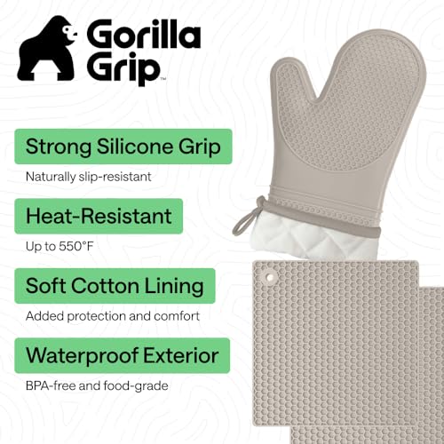 BPA Free Silicone Oven Mitts and Pot Holders Set (4 Count)
