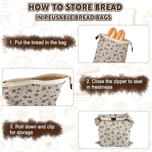 2 Pack Reusable Beeswax Bread Bags for Homemade Sourdough with Zipper (12 Count)
