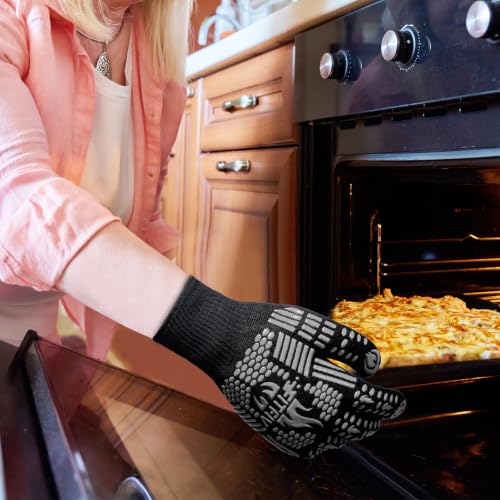 BBQ Gloves 1472°F Heat Resistant with Silicone Grip Oven Mitts (2 Count)