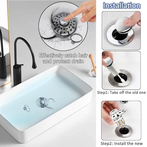 Bathroom Sink Stopper with Hair Catcher