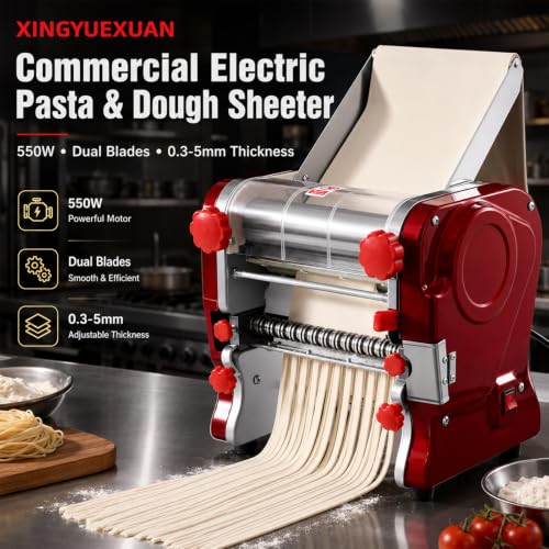 Electric Pasta Making Machine Commercial Noodle Spaghetti Maker Dough Roller with 2mm