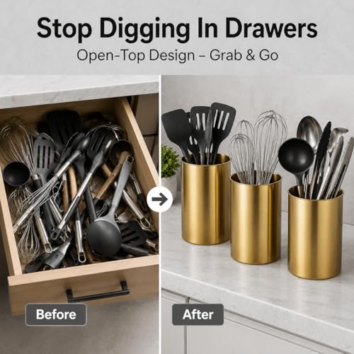 3 PCS Stainless Steel Kitchen Utensil Holders (3 Count)