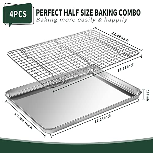 Half Sheet Pans with Rack Set [2 Pans + 2 Racks]
