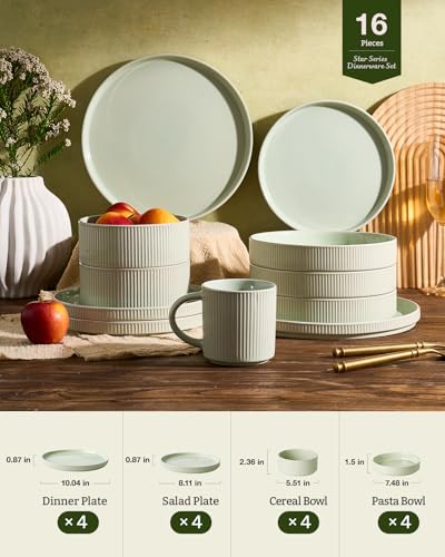 Star Stoneware Dinnerware Sets with Pasta Bowls (16 Count)