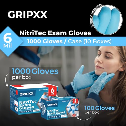Heavy Duty 6 Mil Blue Nitrile Gloves Disposable Latex & Powder Free (1000 Count)