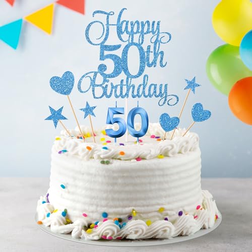 50th Birthday Cake Decorations (9 Count)