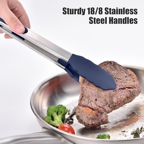 Kitchen Tongs with Silicone Tips for Cooking Serving