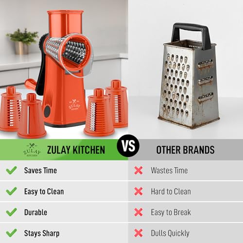 Rotary Cheese Grater Manual Hand Crank 5 Blade Shredder