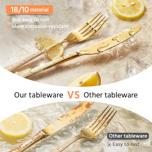 65 Piece Gold Silverware Set with Serving Utensils (65 Count)