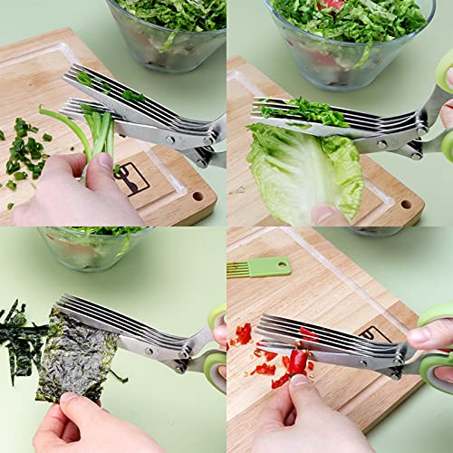 Gourmet Herb Scissors Set Multipurpose Cutting Shears with Stainless Steel 5 Blades