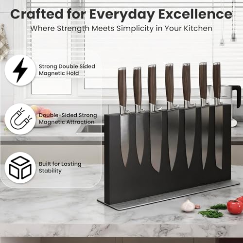 Large Magnetic Knife Block Stainless Steel Magnetic Knife Holder (14 Count)