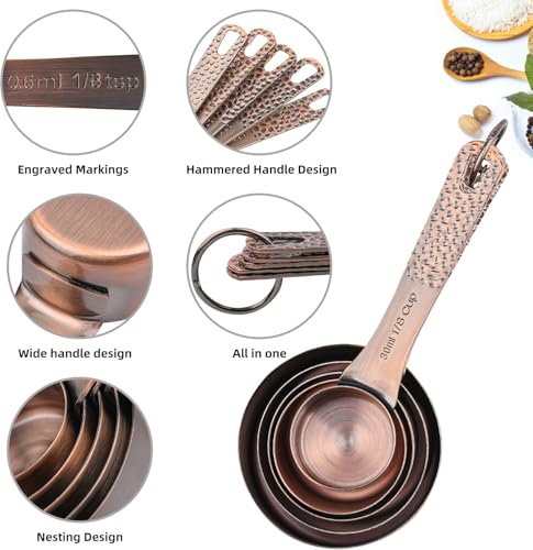 Copper Measuring Cups and Spoons Set 19 for Kitchen and Baking (21 Count)