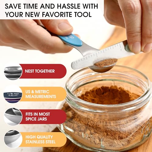 Stainless Steel 8 Magnetic Measuring Spoons Set (8 Count)