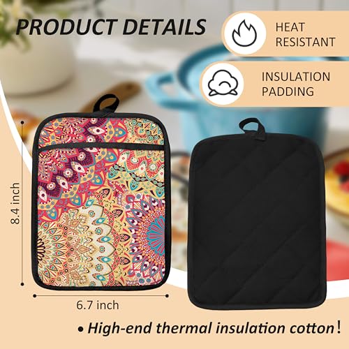 Colorful Abstract Mandala Floral Pot Holders for Kitchen