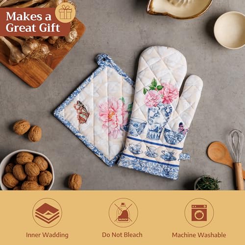 100% Cotton Oven Mitt & Pot Holder Set