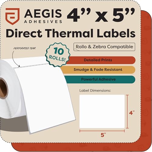 4" X 5" Direct Thermal Labels (10 Count)