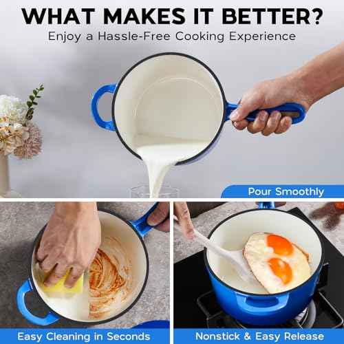 3QT Saucepan Enameled Cast Iron Sauce Pan Pot