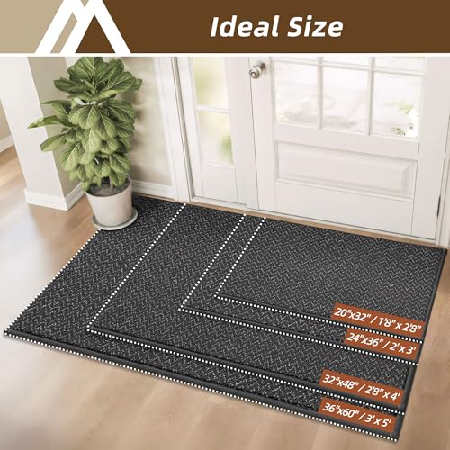 Dirt Trapper Door Mat 20"x32" Non Slip Washable Dark Grey (4.44 Sq Ft)