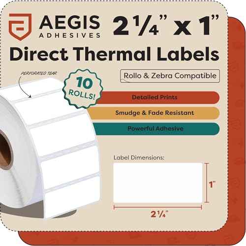 2.25" X 1" Direct Thermal Labels (12 Count)
