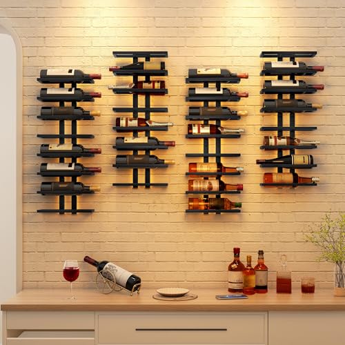 3 Set 8 Tier Wall Mount Wine Rack (24 Count)
