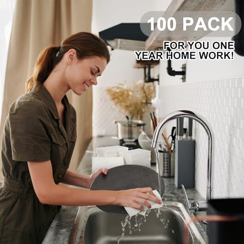 100 Pieces Compressed Wood Pulp Dish Sponges for Kitchen (100 Count)