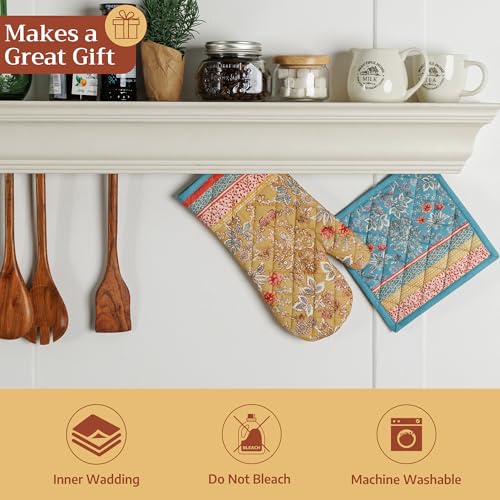 100% Cotton Oven Mitt & Pot Holder Set