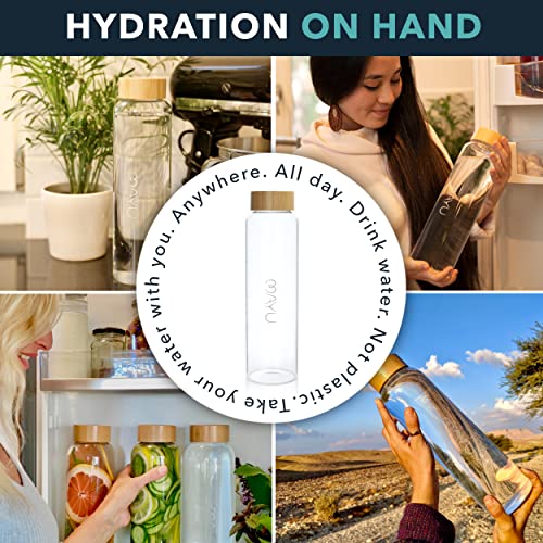 Pure Glass Reusable Water Bottle with Bamboo Lid