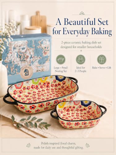 2 Piece Polish Pottery Style Ceramic Baking Dish Set (2 Count)