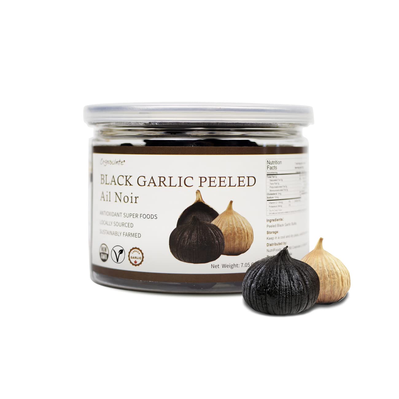 Orgnisulmte Peeled Black Garlic Cloves Fermented for 90 Days,Ready to Eat Non-GMO 7.05 Oz - Culinary Roots