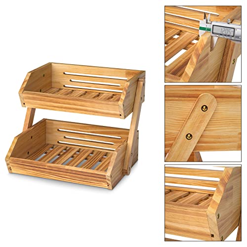 2 Tier Pine Wood Fruit Basket