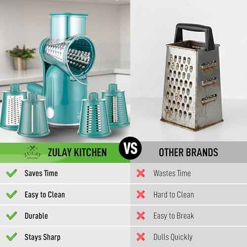 Rotary Cheese Grater Manual Hand Crank 5 Blade Shredder