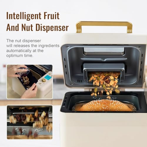 2.2LB 15-in-1 Bread Machine with Dual Heater and Auto Nut Dispenser