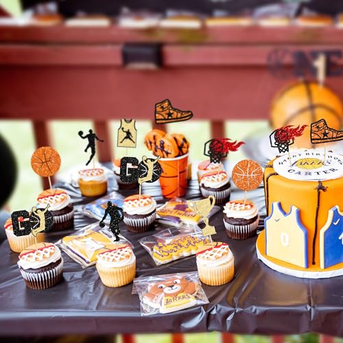 24 Pack Basketball Cupcake Toppers Basketball Player Apparel Cupcake Picks Baby Shower Players Sports Theme Birthday Party Cake Decorations Supplies (24 Count)