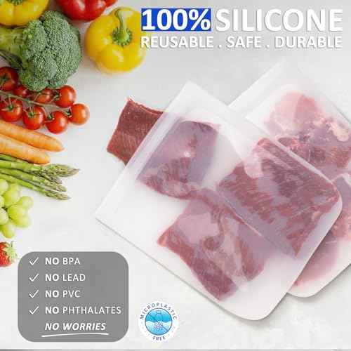 100% Silicone Flat Gallon Freezer Bags (4 Count)
