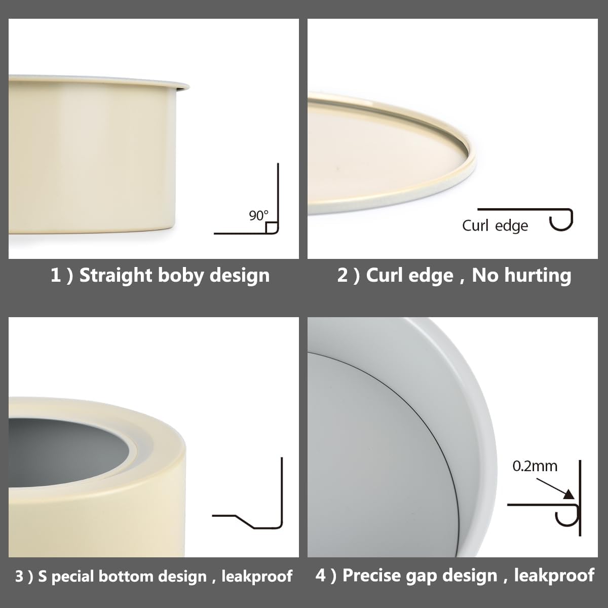 Guowall 6 inch Cake Pan with Removable Bottom Carbon Steel Round Chiffon Cake Tin Round Shaped Nonstick Cheesecake Mould for Baking - Cream Color - Culinary Roots