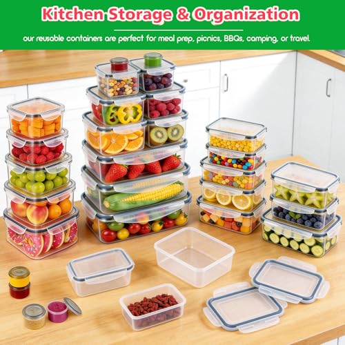 62PCS Thick Food Storage Containers with Airtight Lids for Meal Prep (62 Count)