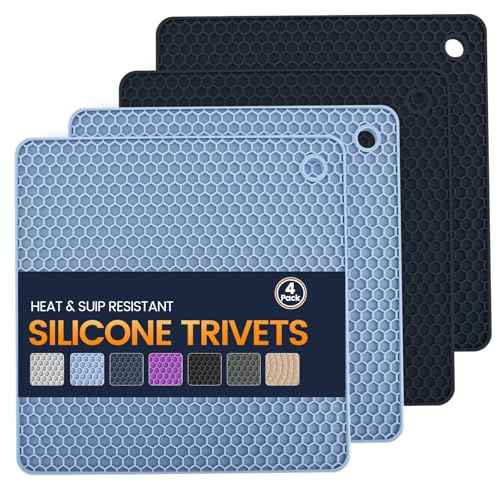 Silicone Trivet Mats 4 Heat Resistant Pot Holders Multipurpose Non