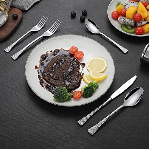 Hammered Silverware Set (30 Count)