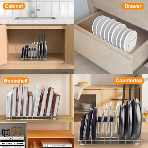 Pot Lid Organizer Pan Lid Organizer Kitchen Pot Lid Rack Suitable for Bakeware Dish Plate (2 Count)