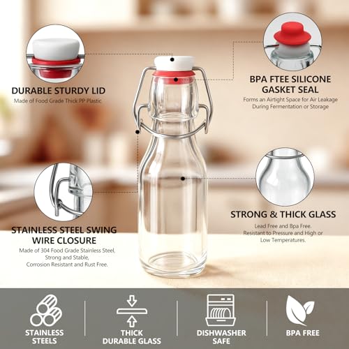 24pack 4oz Swing Top Glass Bottles with Airtight Lids for Vanilla (24 Count)